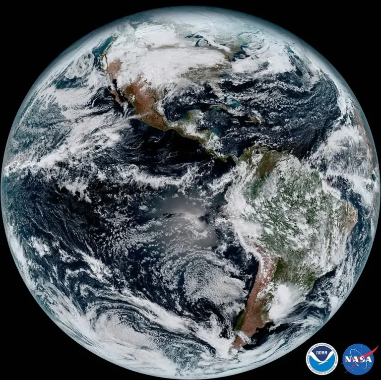 Thick cloud tops, seen here from a weather satellite, reflect a large share of incoming sunlight