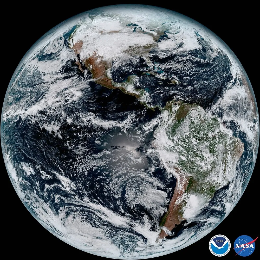 Thick cloud tops, seen here from a weather satellite, reflect a large share of incoming sunlight