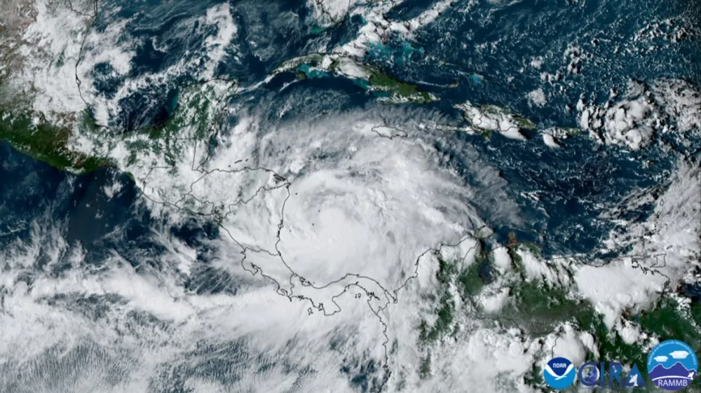 Satellite view of a hurricane, the most intense type of low pressure system