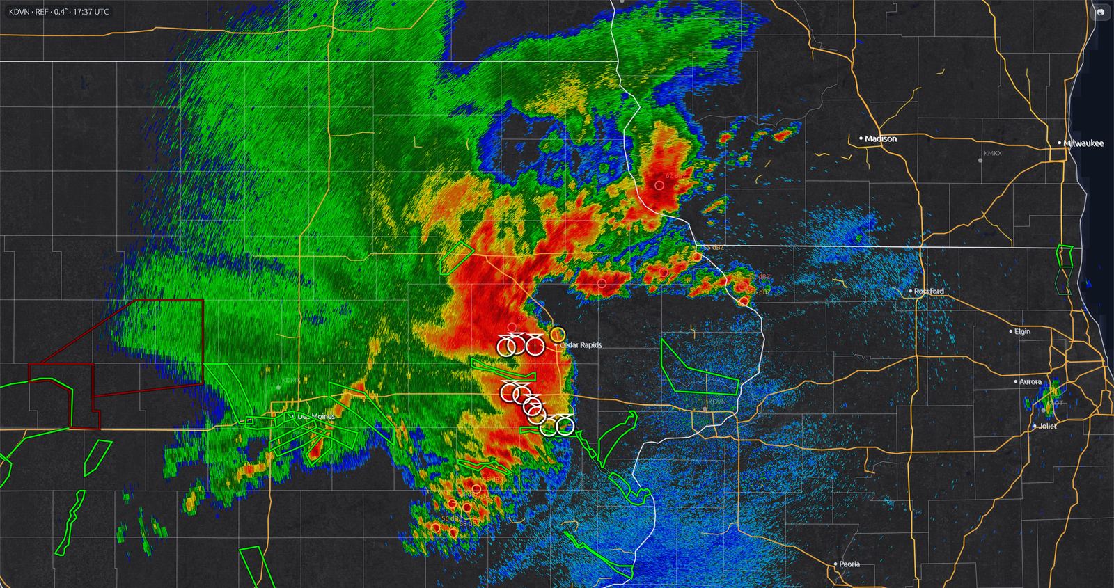 Archived radar of the August 10, 2020 Iowa derecho bow echo