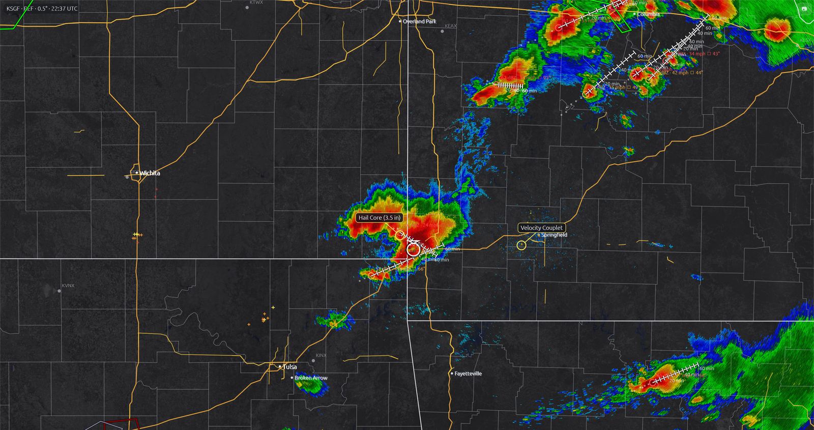 Archived radar of the May 22, 2011 Joplin, Missouri tornadic supercell