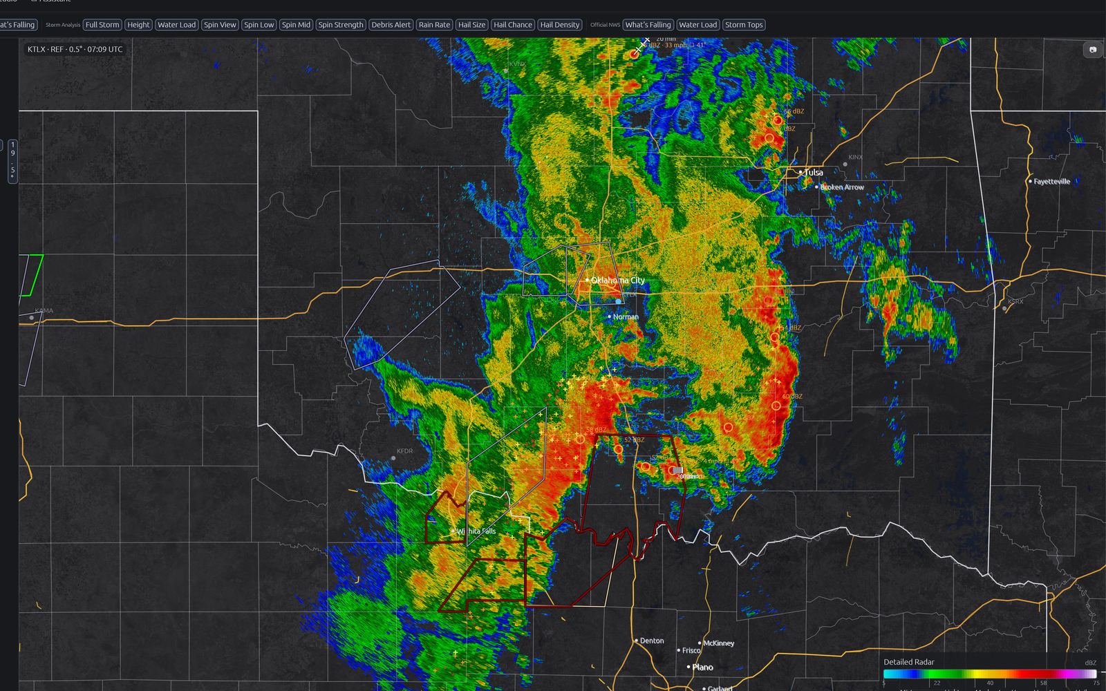 NWS severe thunderstorm and flash flood warning polygons with the Active Alerts list